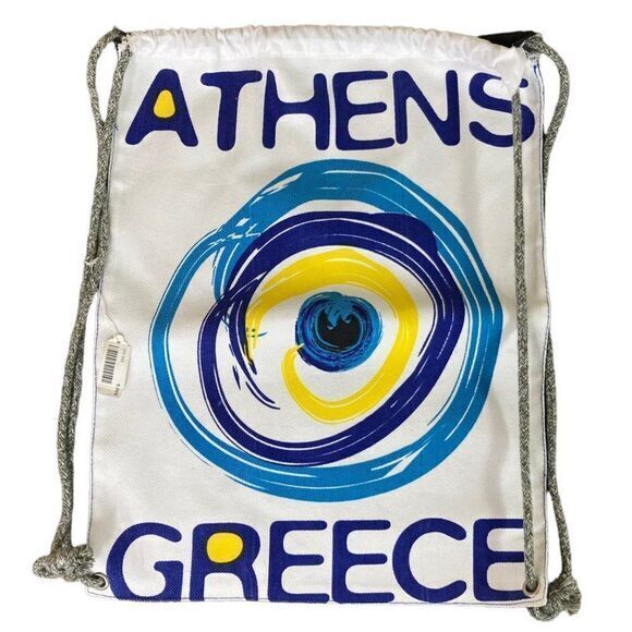 Athens Greece Drawstring Bag Backpack Adult One Size Standard Unisex Blue‎ New - Picture 1 of 9